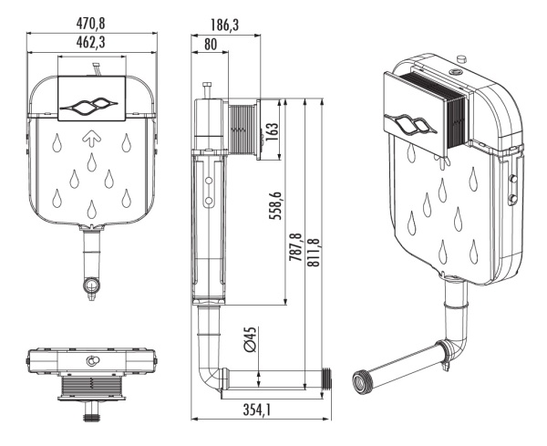 CREAVIT Инсталляция сенсорная для подвесного унитаза